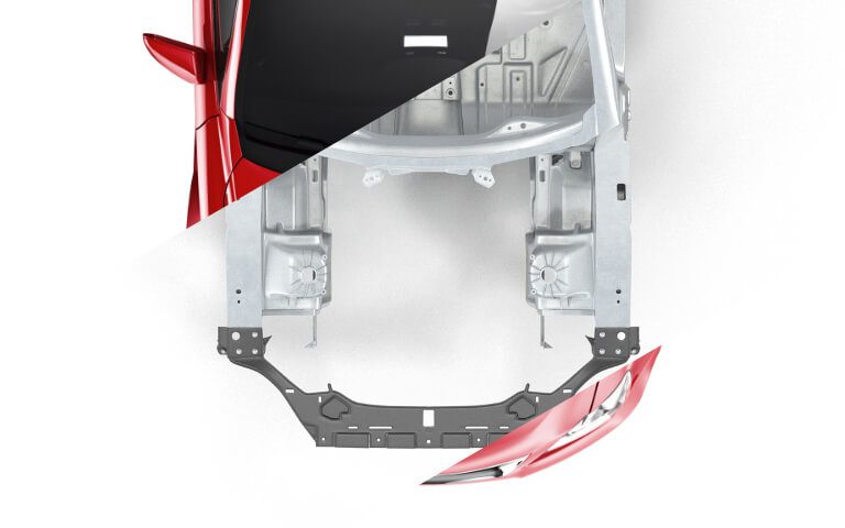 Frame under a red SUV